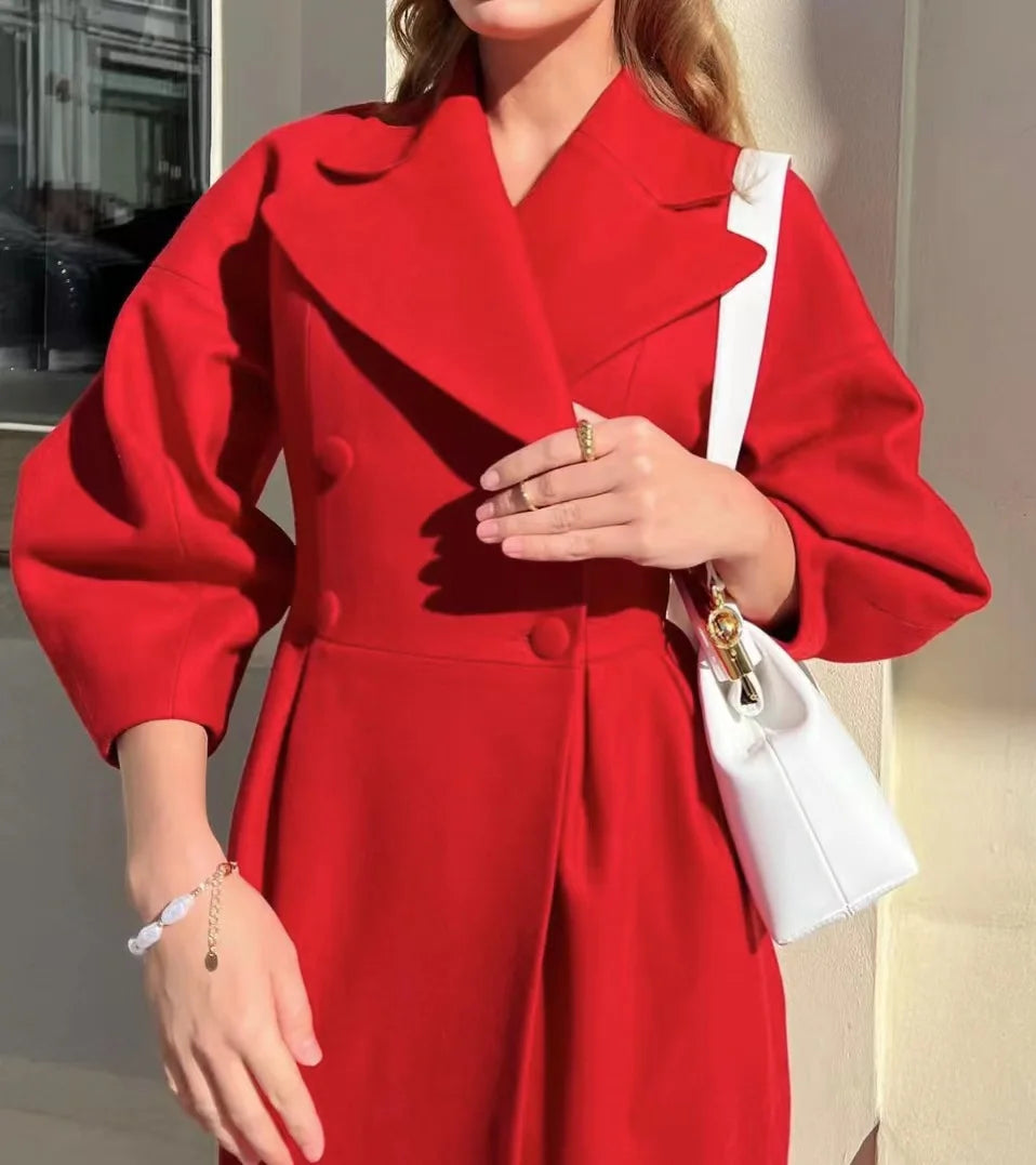 Winter Coat for Women Elegant Lantern Sleeve