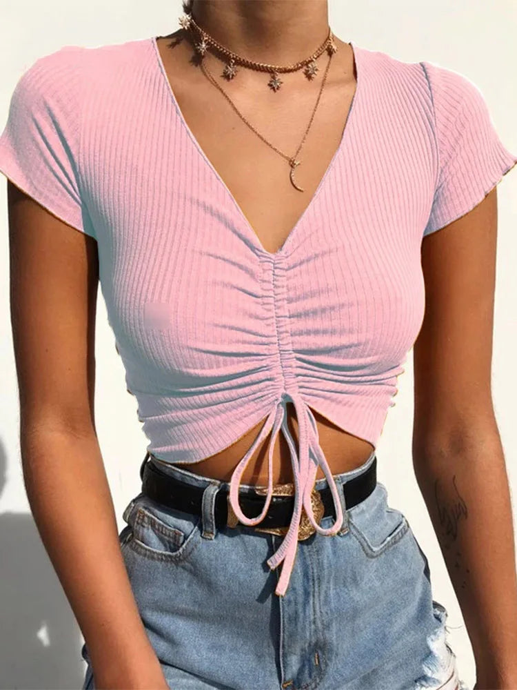 Sexy V Neck Cropped Tank Top