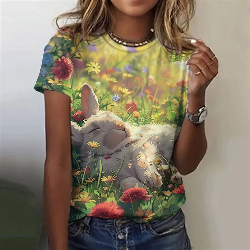 Cute Rabbit 3D Print T-Shirt