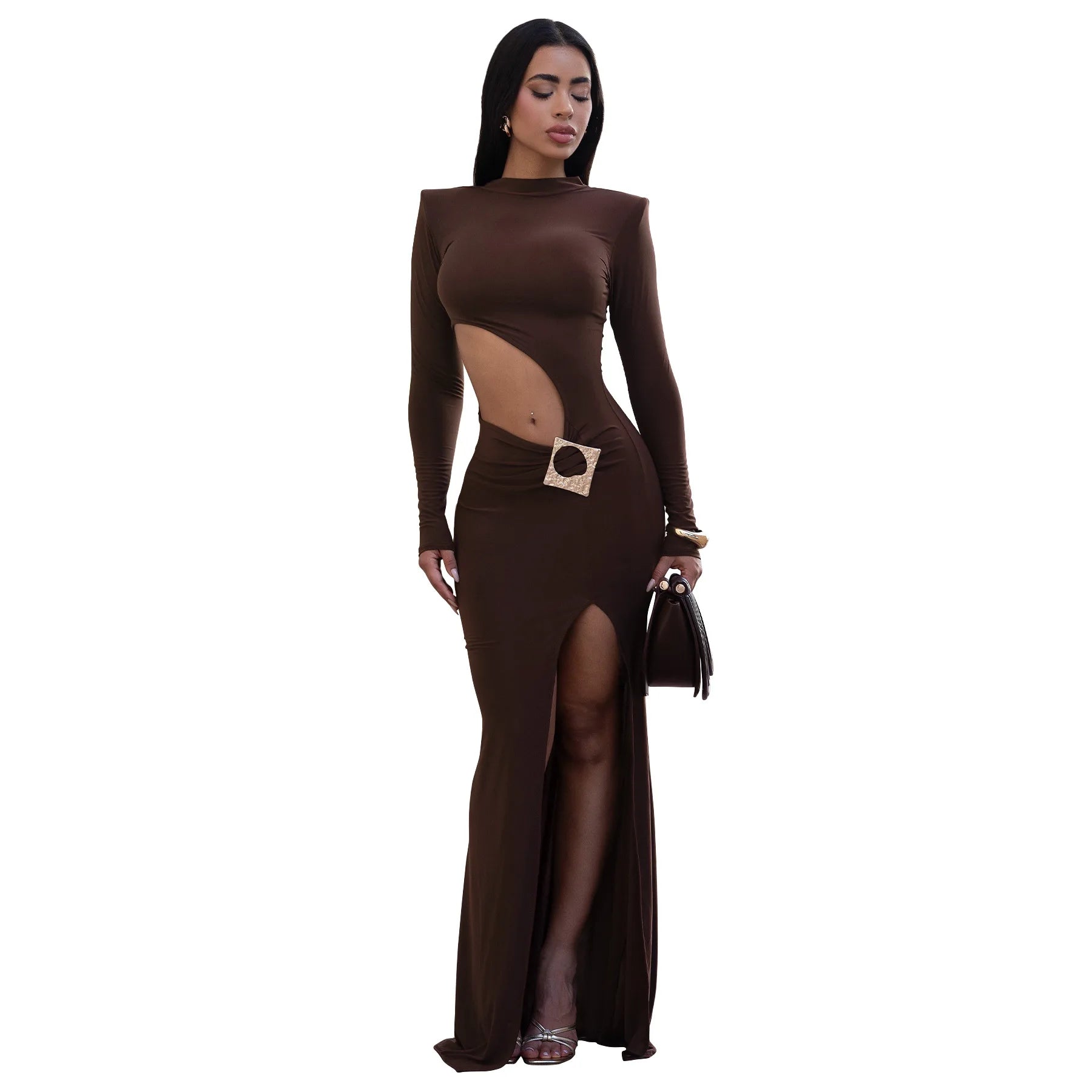 Sexy Bridesmaid Dress Women's Long Sleeve round Neck Outfit