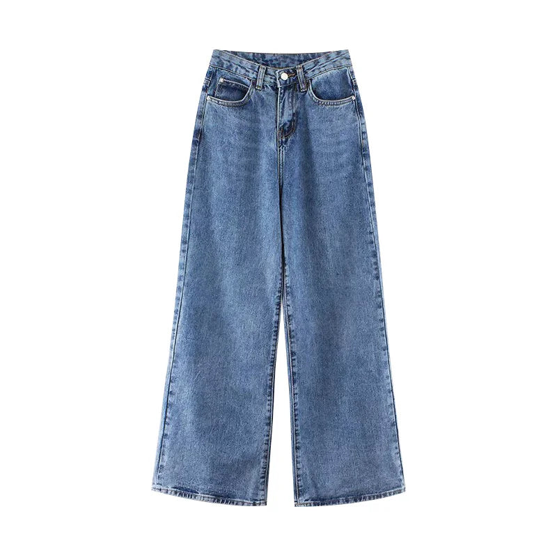 High-Waist Plus-Size Loose Jeans