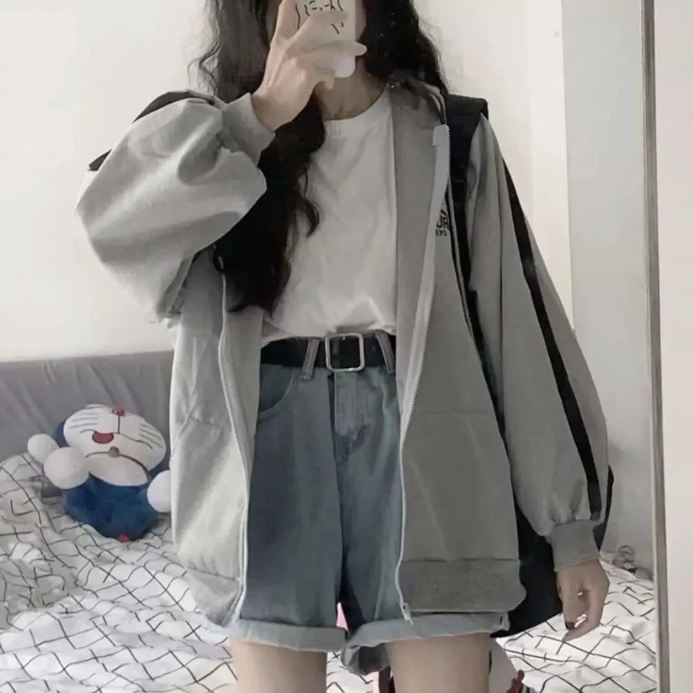 Women's Hooded Zipper Sweatshirt Jacket