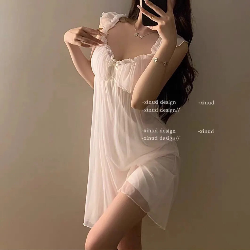 Sexy Dress Elegant Chaming For Women In Spring And Summer Thin Sleeveless Short Lace Sexy With Chest Cushion Sweet Princess DDJ8