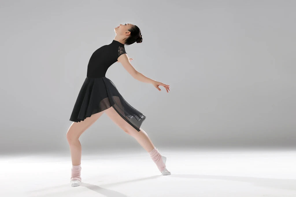 Women Lyrical Modern Dance Dress Asymmetric High-Low Mesh Skirted Contemporary Dance Costume