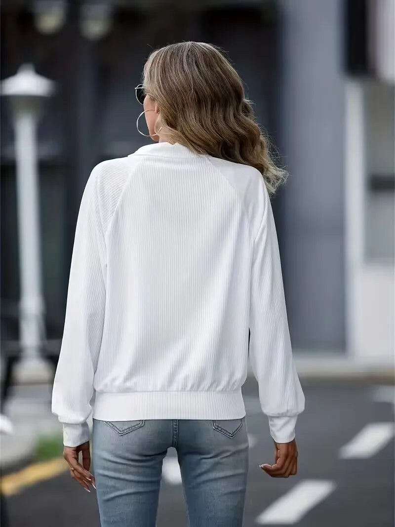 Women’s Lapel Loose Knit Zip-Up Jacket