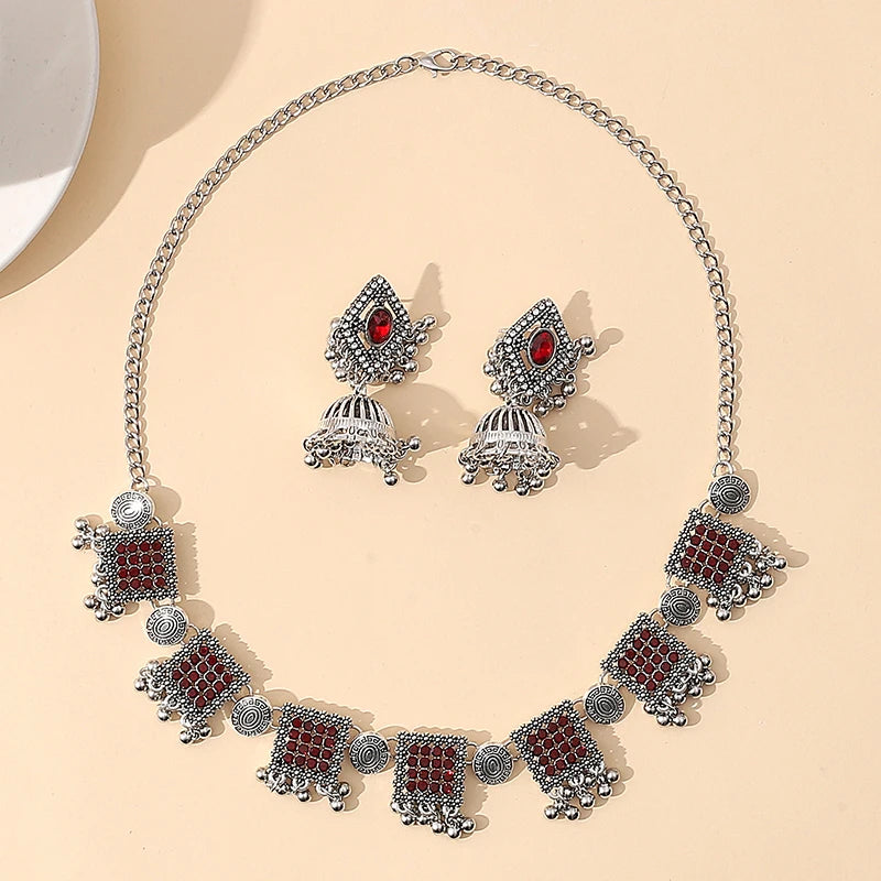 Vintage Square Geometric Crystal Jewelry Set