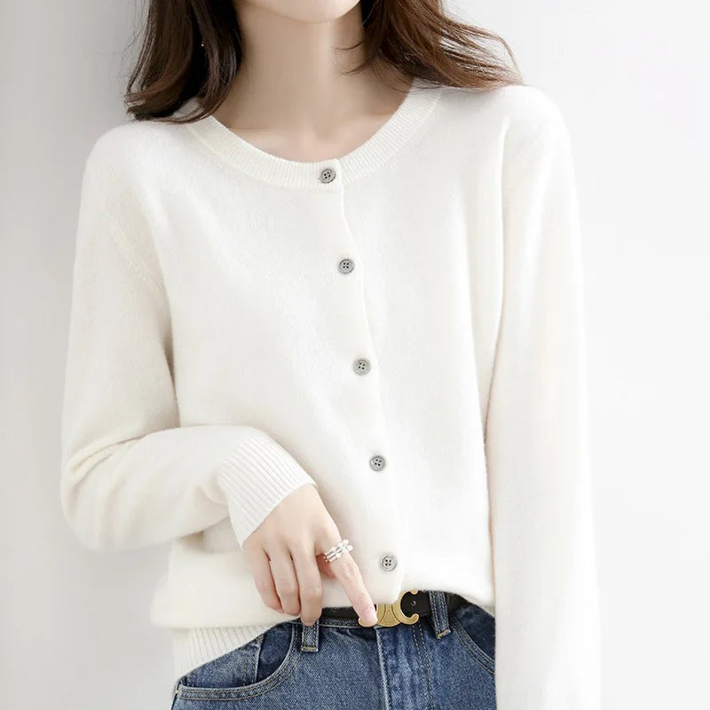 Women’s O-Neck Single-Breasted Cardigan Sweater