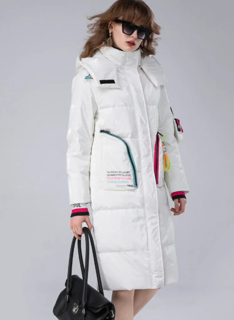 Winter Clothing Glossy Waterproof Coat Women
