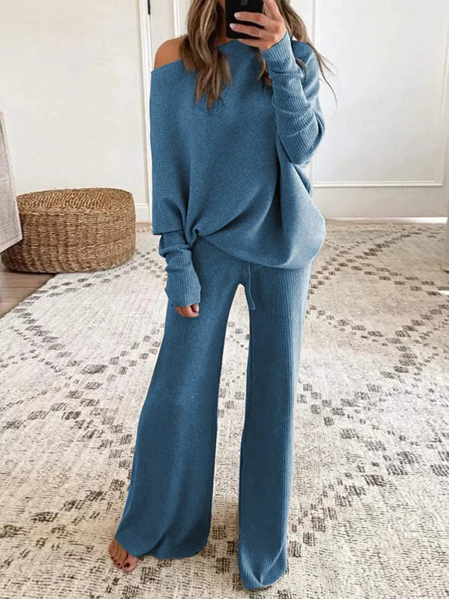 Women's Long Sve round Ne Casual Suit Two-Piece Set Faionable Spring Collection Comfortable Fit Casual Wear