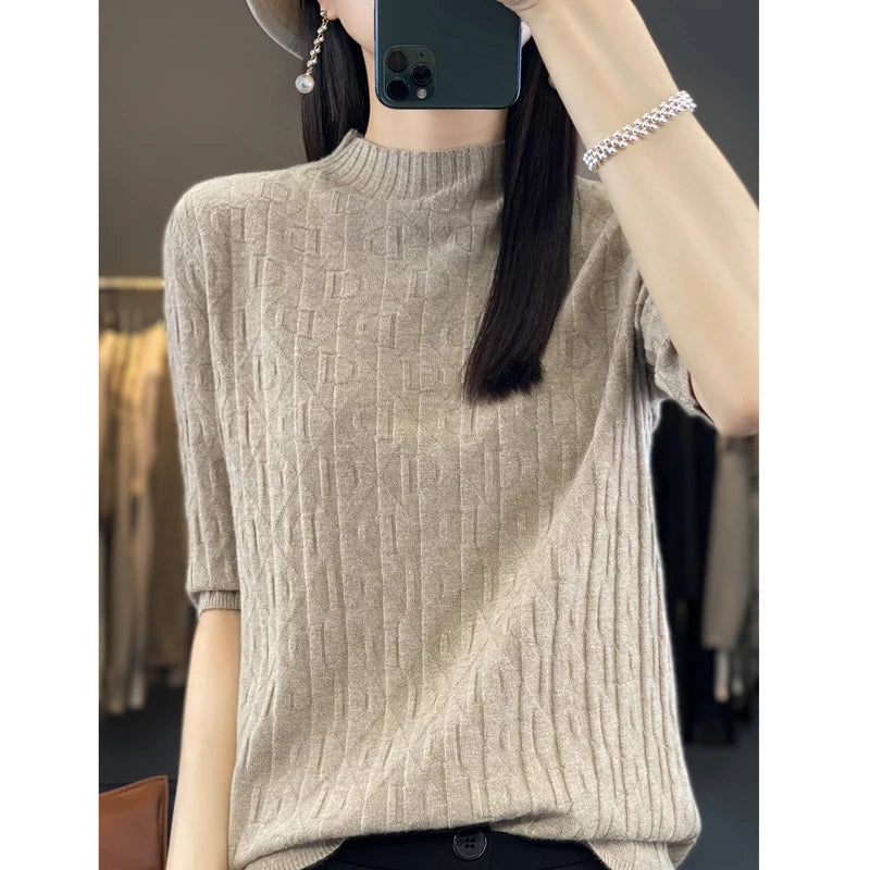 Women’s Diamond Letter Design Knit Sweater