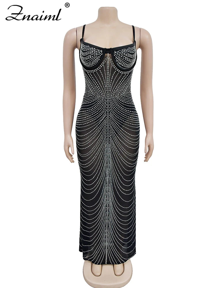 Znaiml Sexy Mesh See Through Night Party Club Birthday Dress