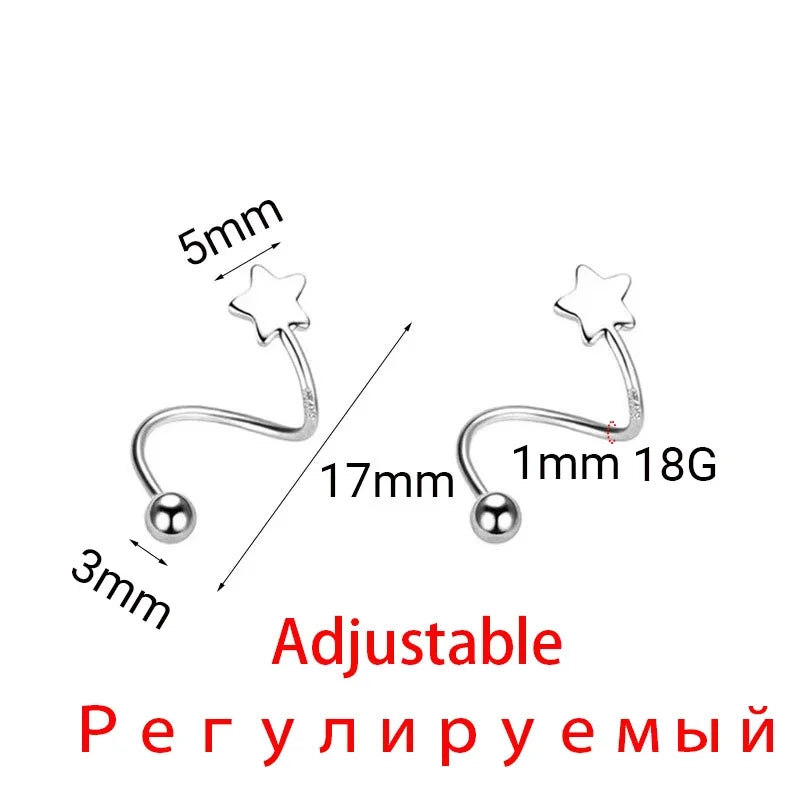 2PC Stainless Steel Star Ball Piercing Studs