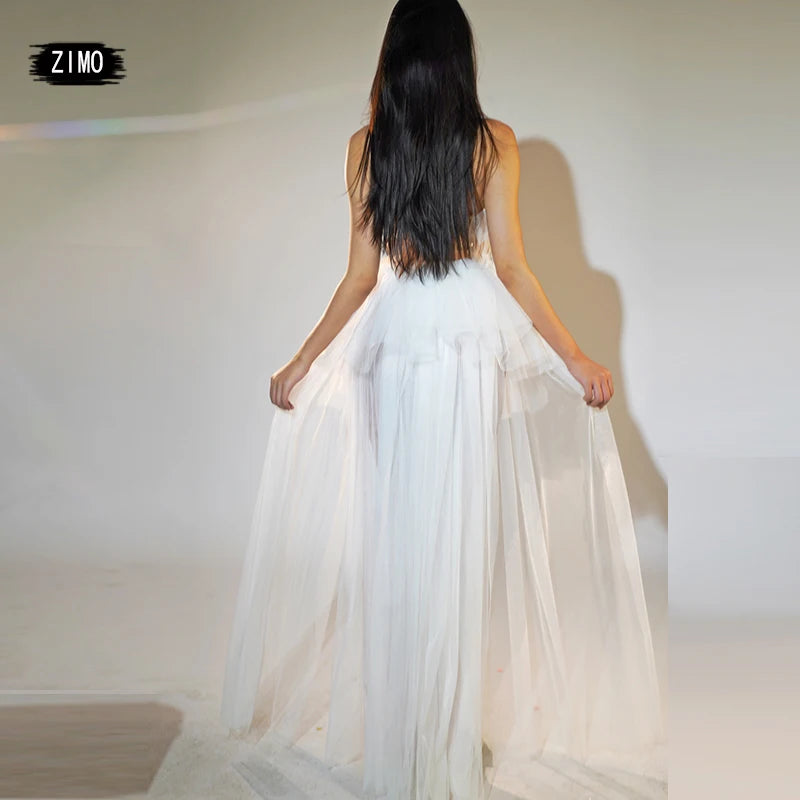 Women Evening Dress Sexy Blue Lace Sequins Party Dresses Birthday Ds Nightclub Gown Stage Singer Drag Queen Performance Costumes