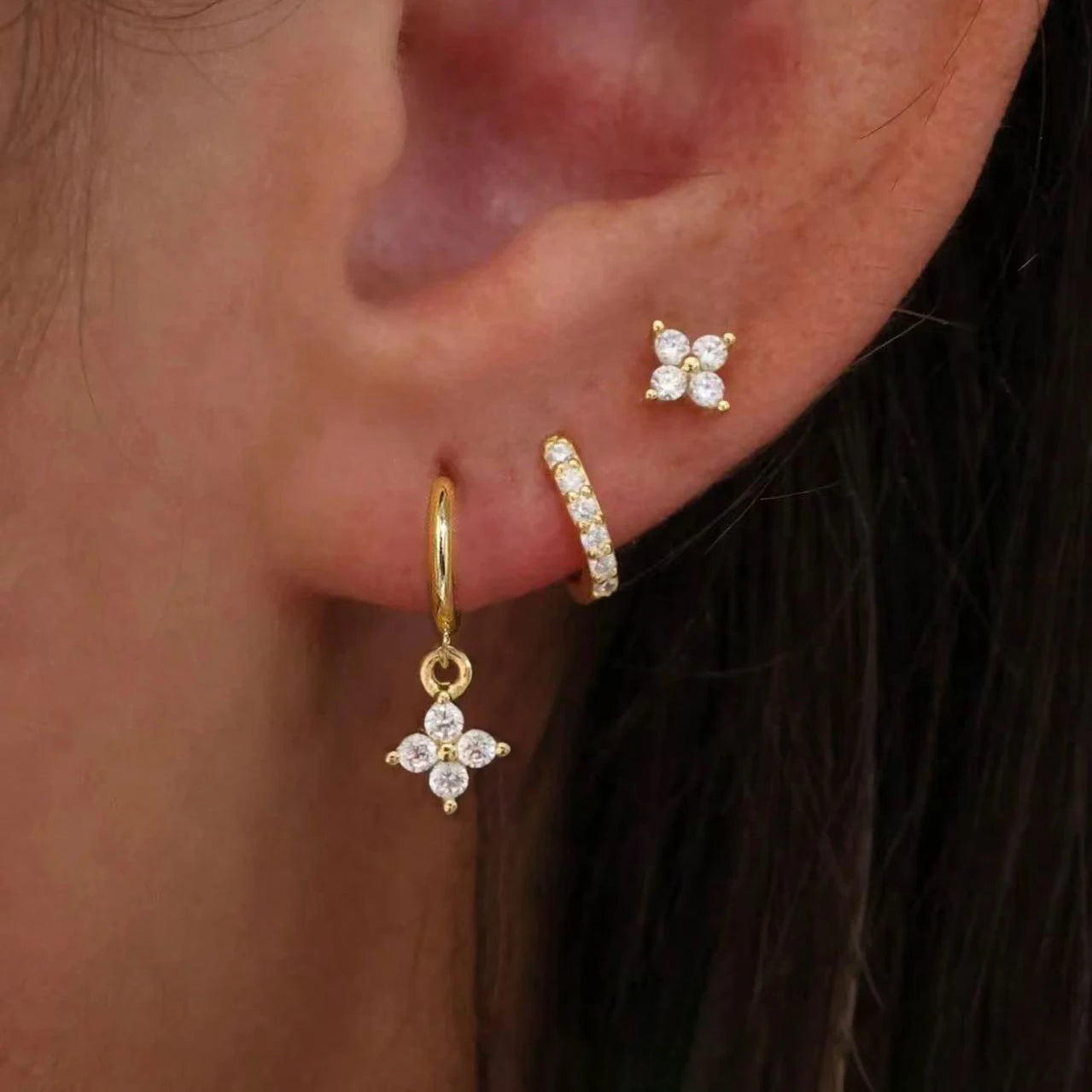 3PCS Korean Stainless Steel Hoop Earrings Set
