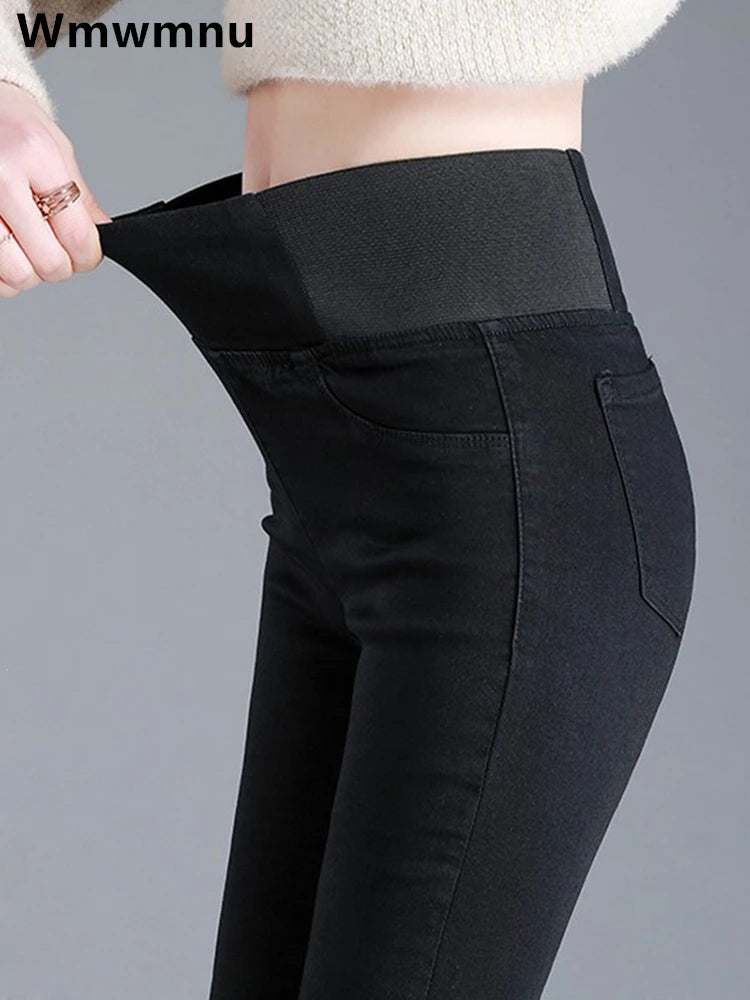 Oversize High-Waist Black Skinny Jeans