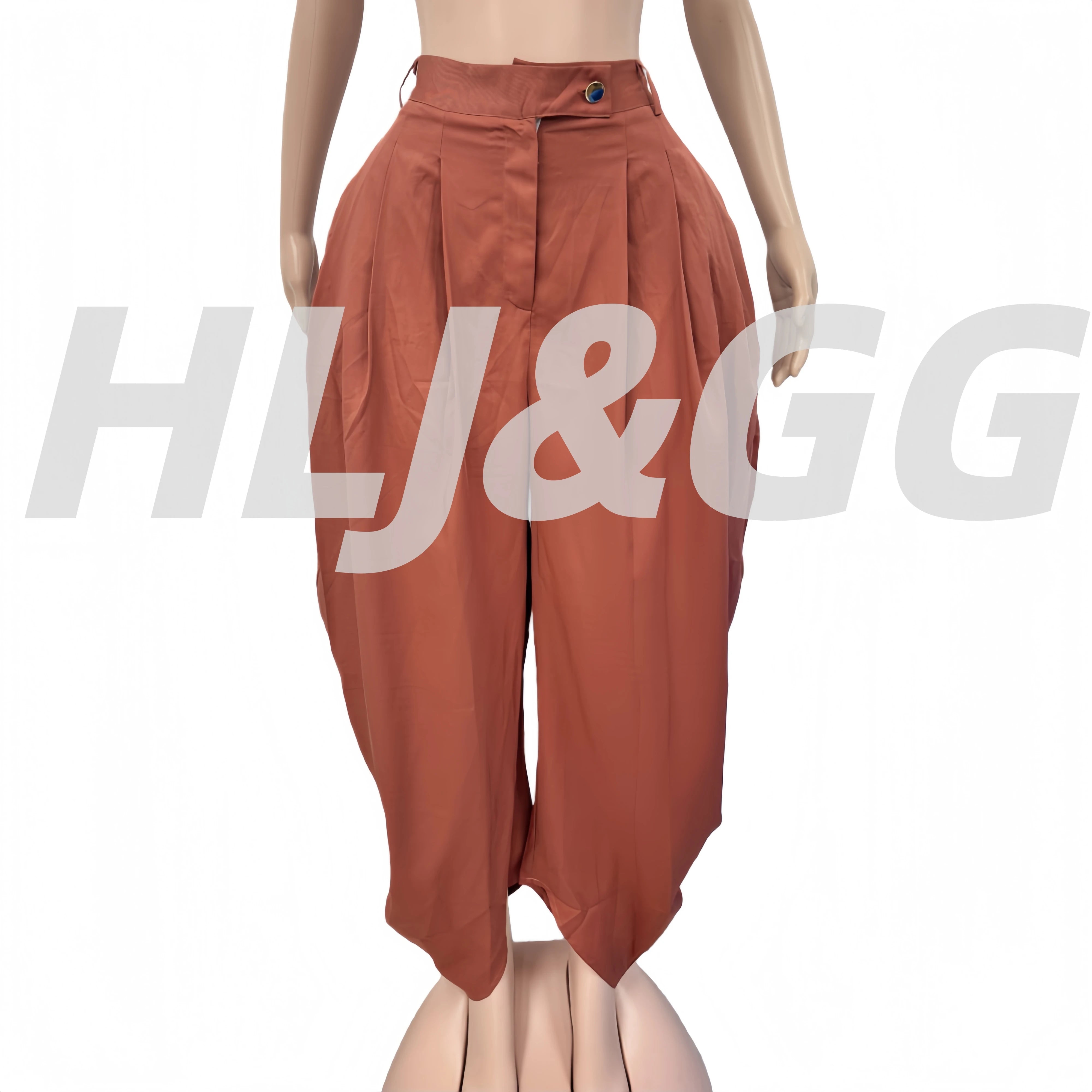 HLJ Fashion Loose Flower Bud Pants Women Solid Color Ruched Patchwork High Waist Long Pants Female Streetwear Trousers 2025 New