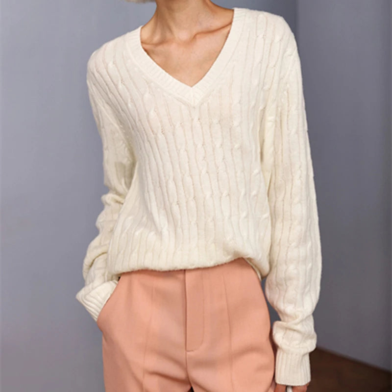 Brandy Mandy Women's V-Neck Crop Sweater