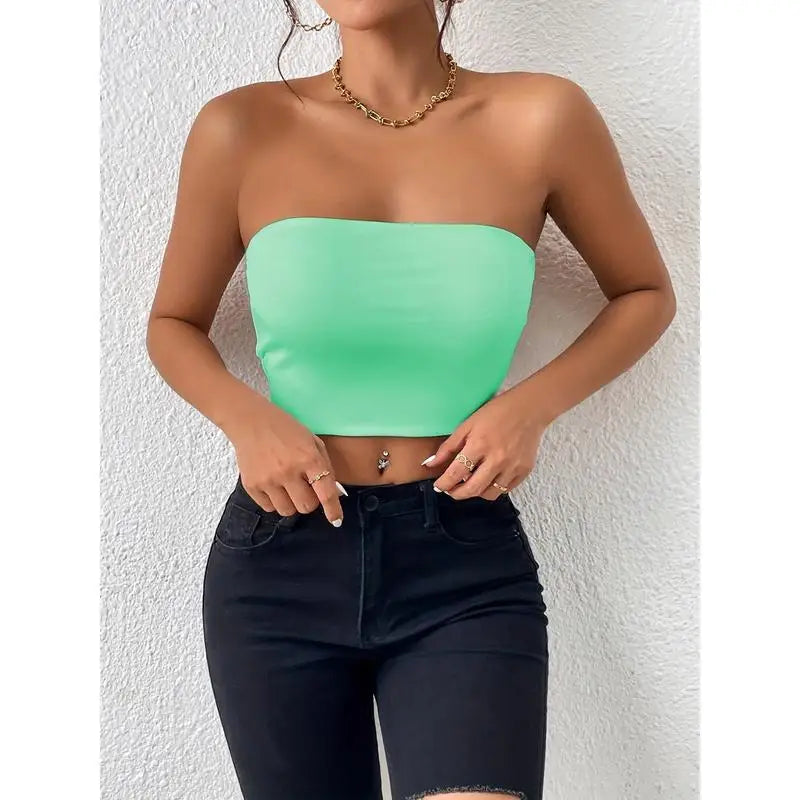 Sexy Crop Top Strap Vest One-Piece Outerwear Women's Clothing ort Length  Color Pure Sle Trendy Element Strap