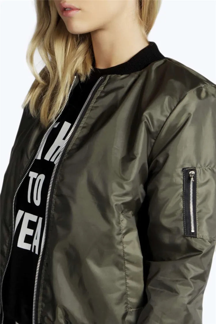 Women’s Vintage O-neck Bomber Jacket