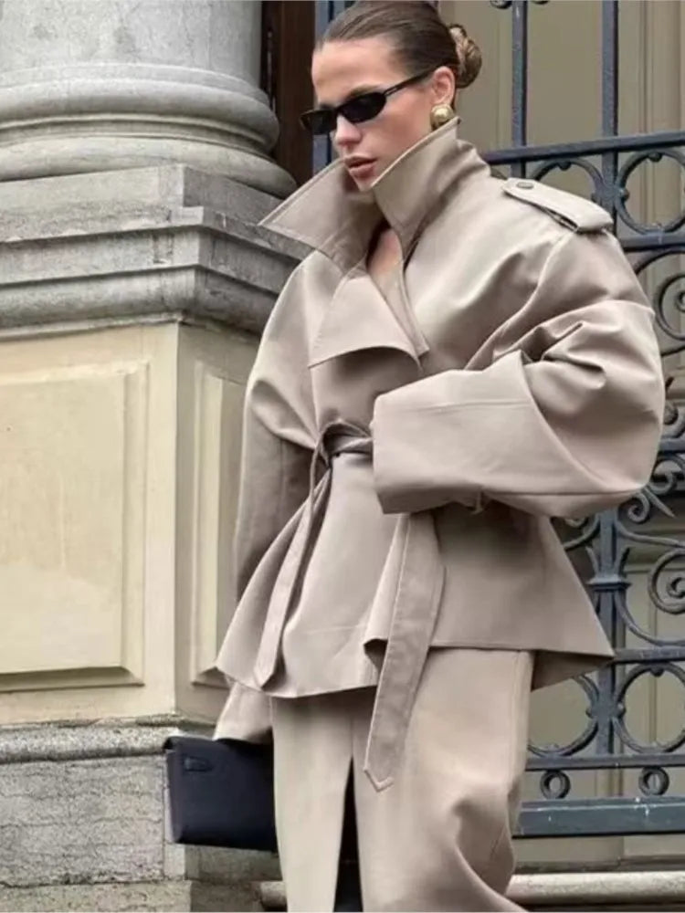 Women Casual Loose Jackets Lapel Long Sleeves