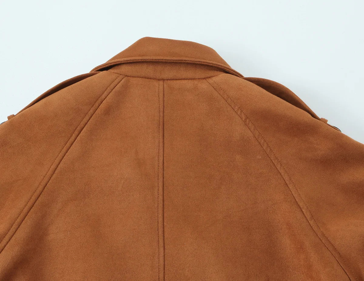 Autumn Winter Women Vintage Suede Jacket Coat