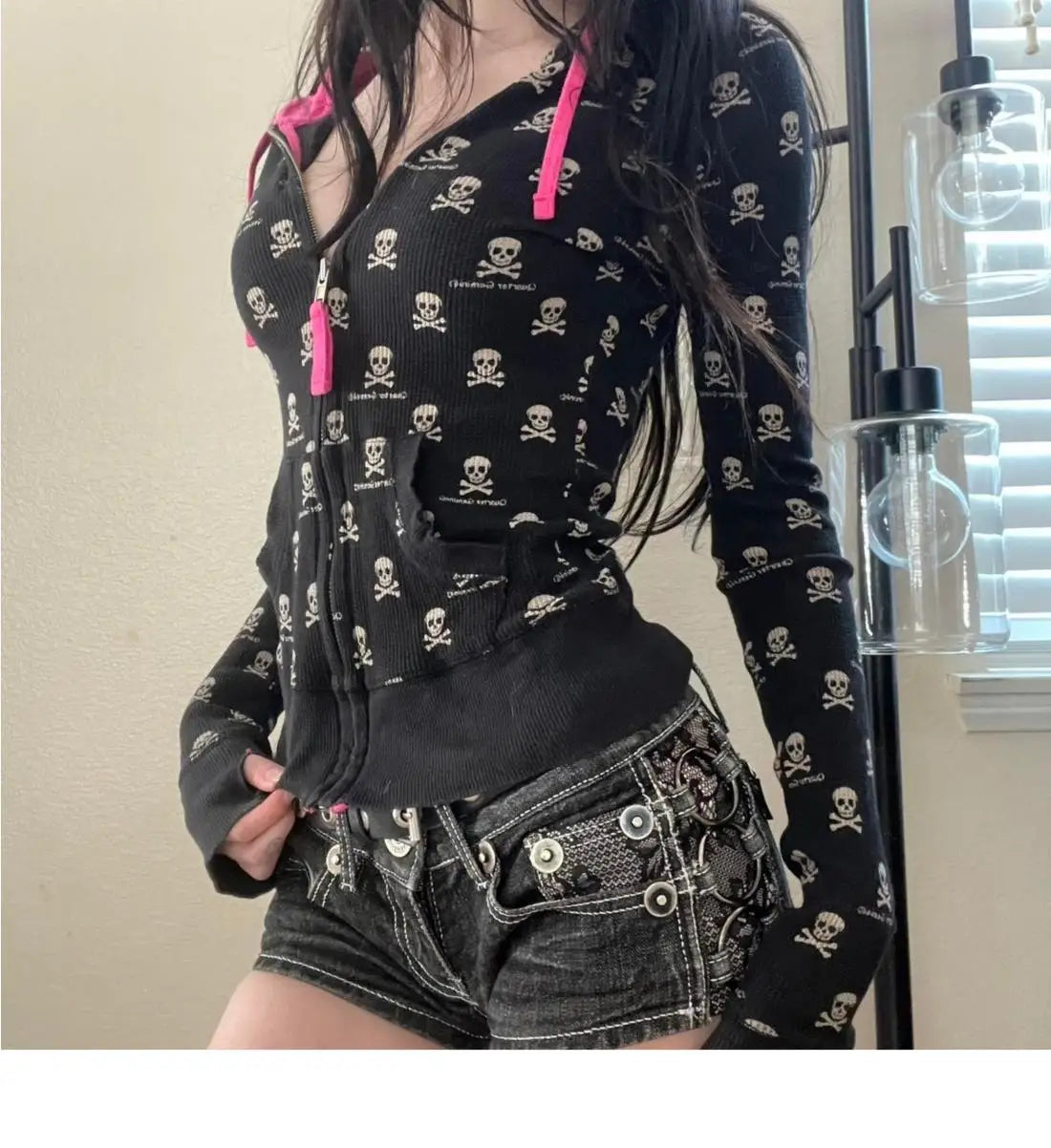 Punk Hoodie Y2k Clothes Hot Girl Slim Zipper