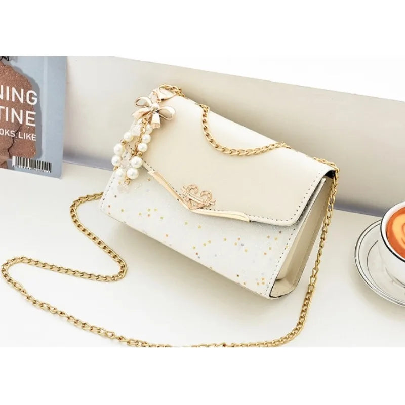 Korean Crossbody Bag with Pendant Chain