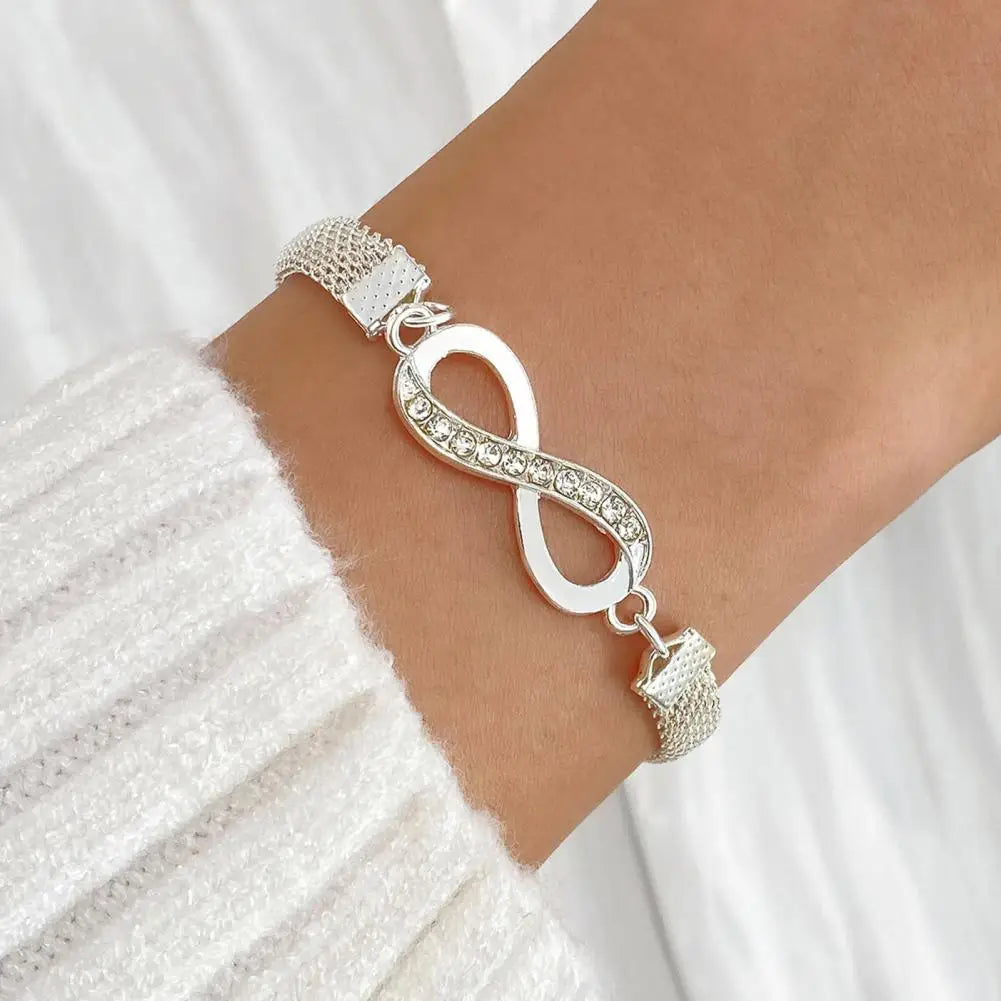 3-Piece Rhinestone Infinite Heart Bangle Set