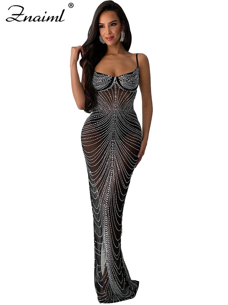 Znaiml Sexy Mesh See Through Night Party Club Birthday Dress
