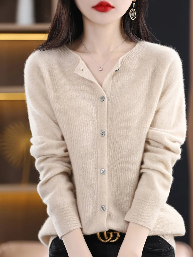 Addonee Women's 100% Merino Wool Cardigan