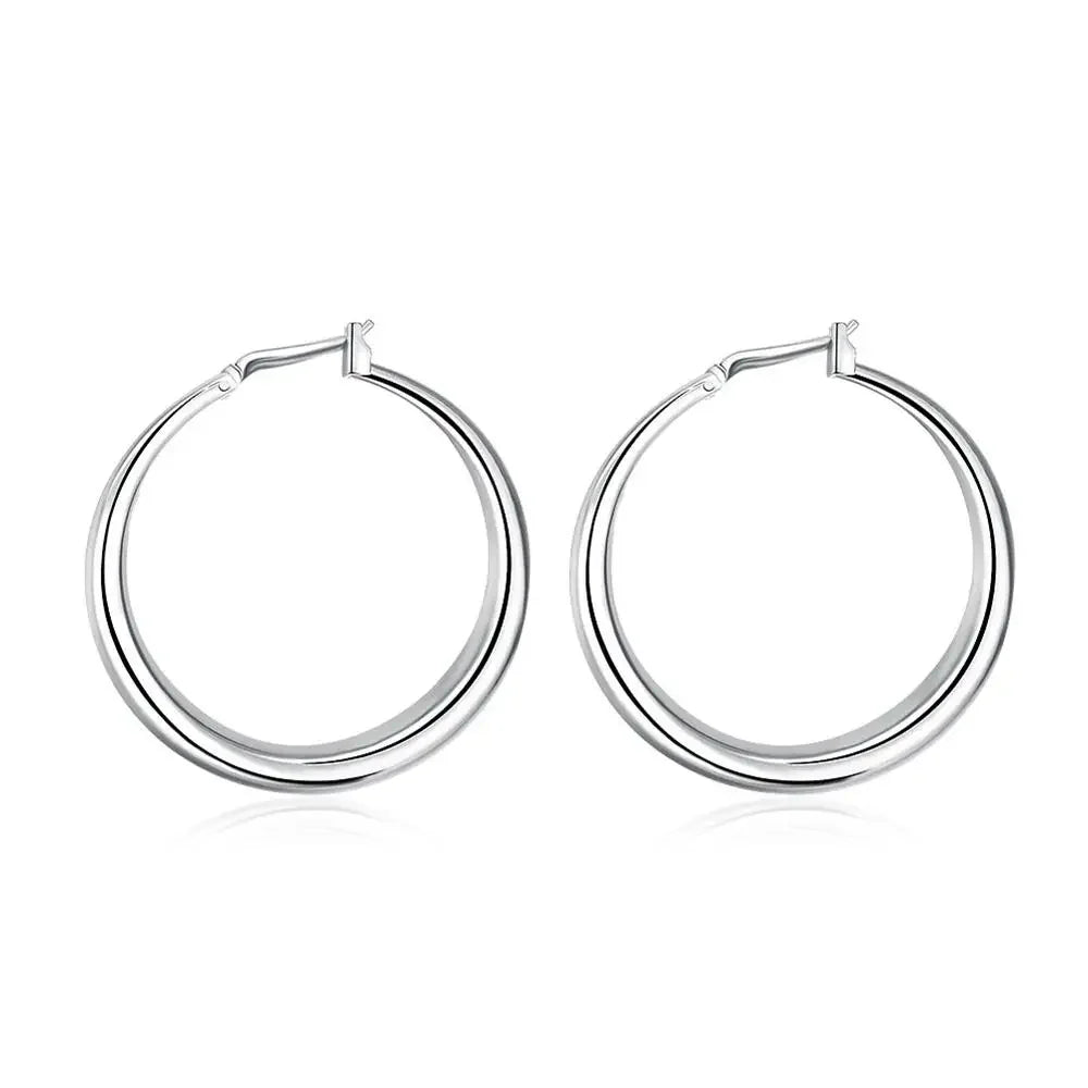 Sterling Silver Big Circle Hoop Earrings