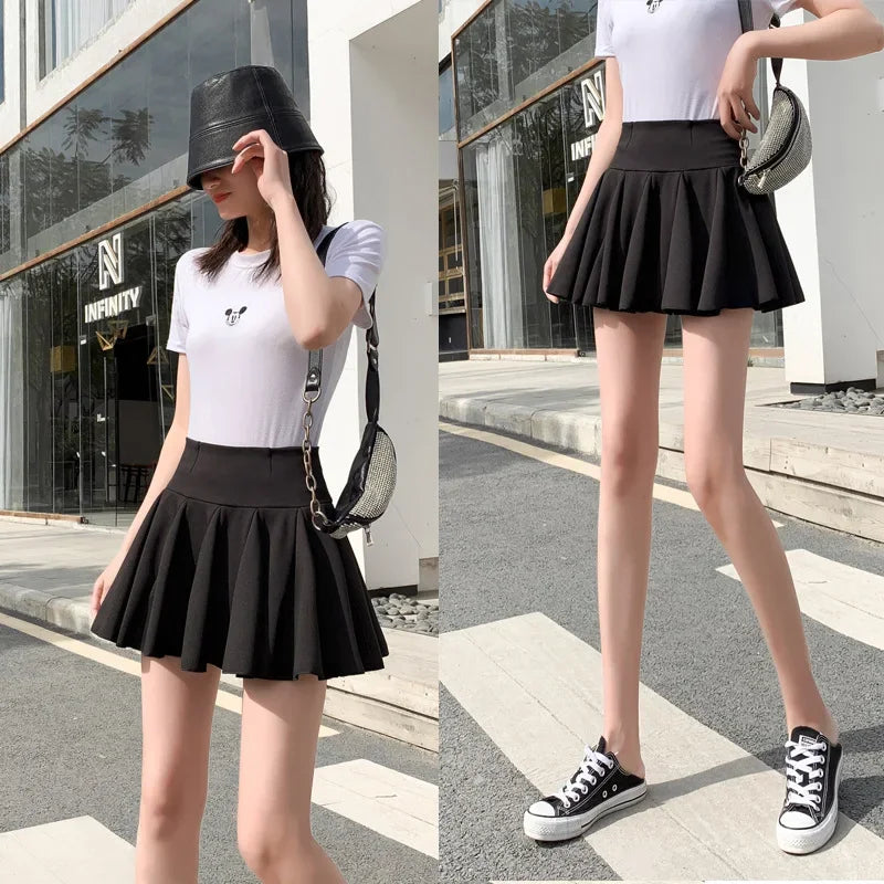 Korean Style High-Waist Pleated Mini Skirt