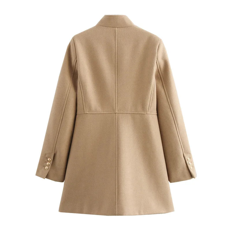 Winter Coat For Women 2024 Solid Lapel Double Breasted