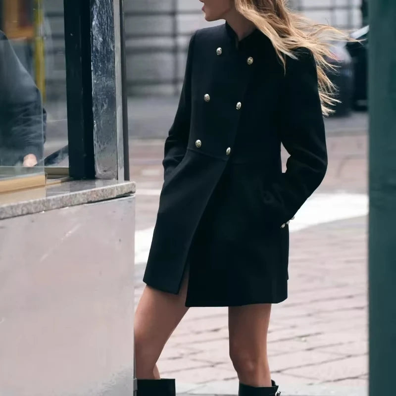 Winter Coat For Women 2024 Solid Lapel Double Breasted