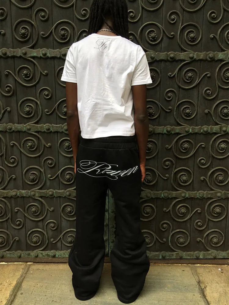 Personality street wind elastic waist printed loose trousers hip-hop retro straight fashion trend 2025 early autumn new trousers