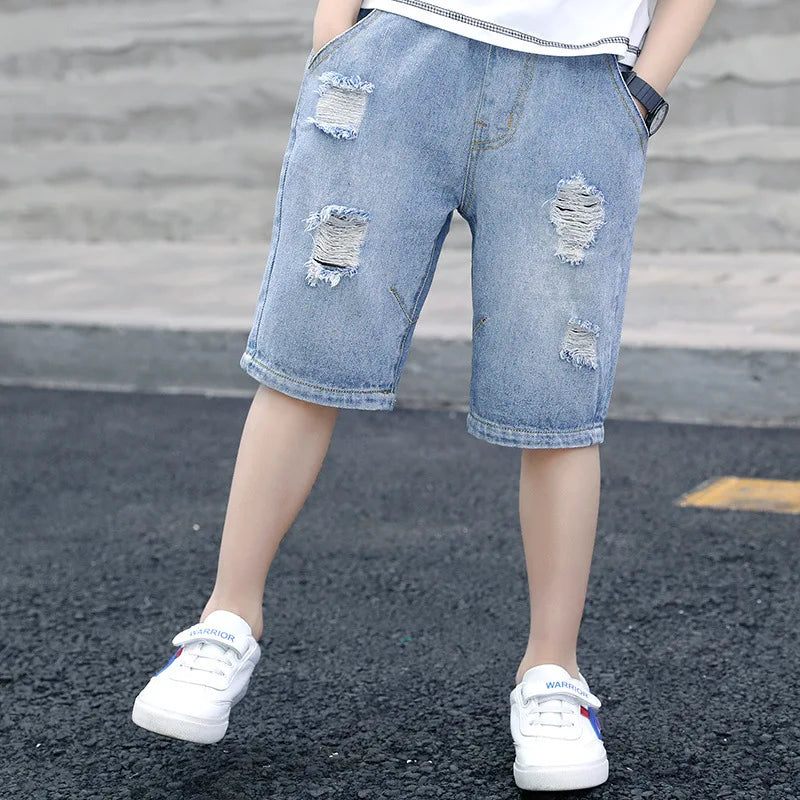 Boys' Casual Ripped Denim Shorts