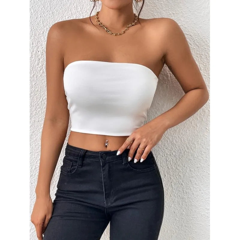 Sexy Crop Top Strap Vest One-Piece Outerwear Women's Clothing ort Length  Color Pure Sle Trendy Element Strap