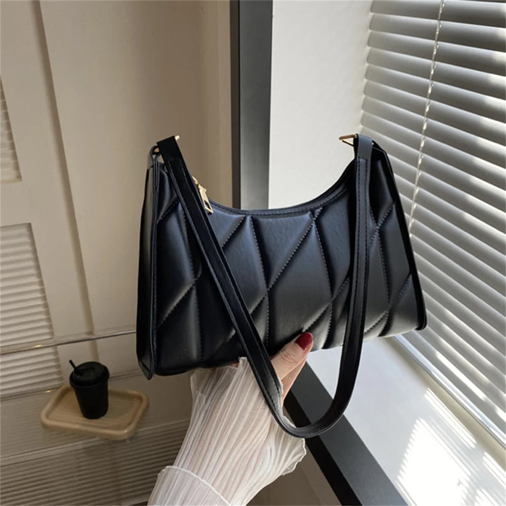 Trendy Black PU Shoulder & Crossbody Bag