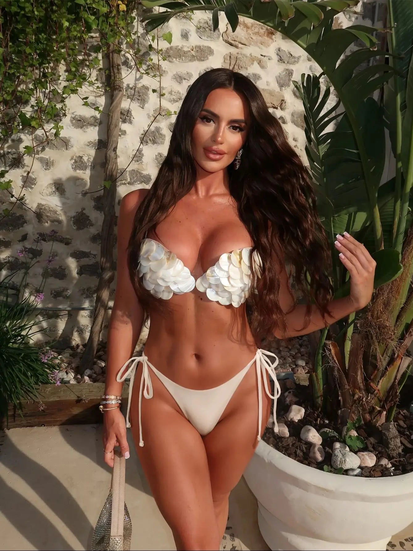 Sexy Swimsuit Shell Bikini with Skirt Swimwear Swimsuit