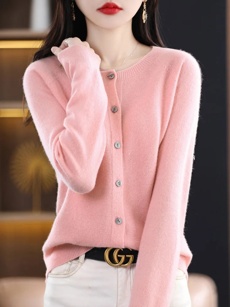 Addonee Women's 100% Merino Wool Cardigan
