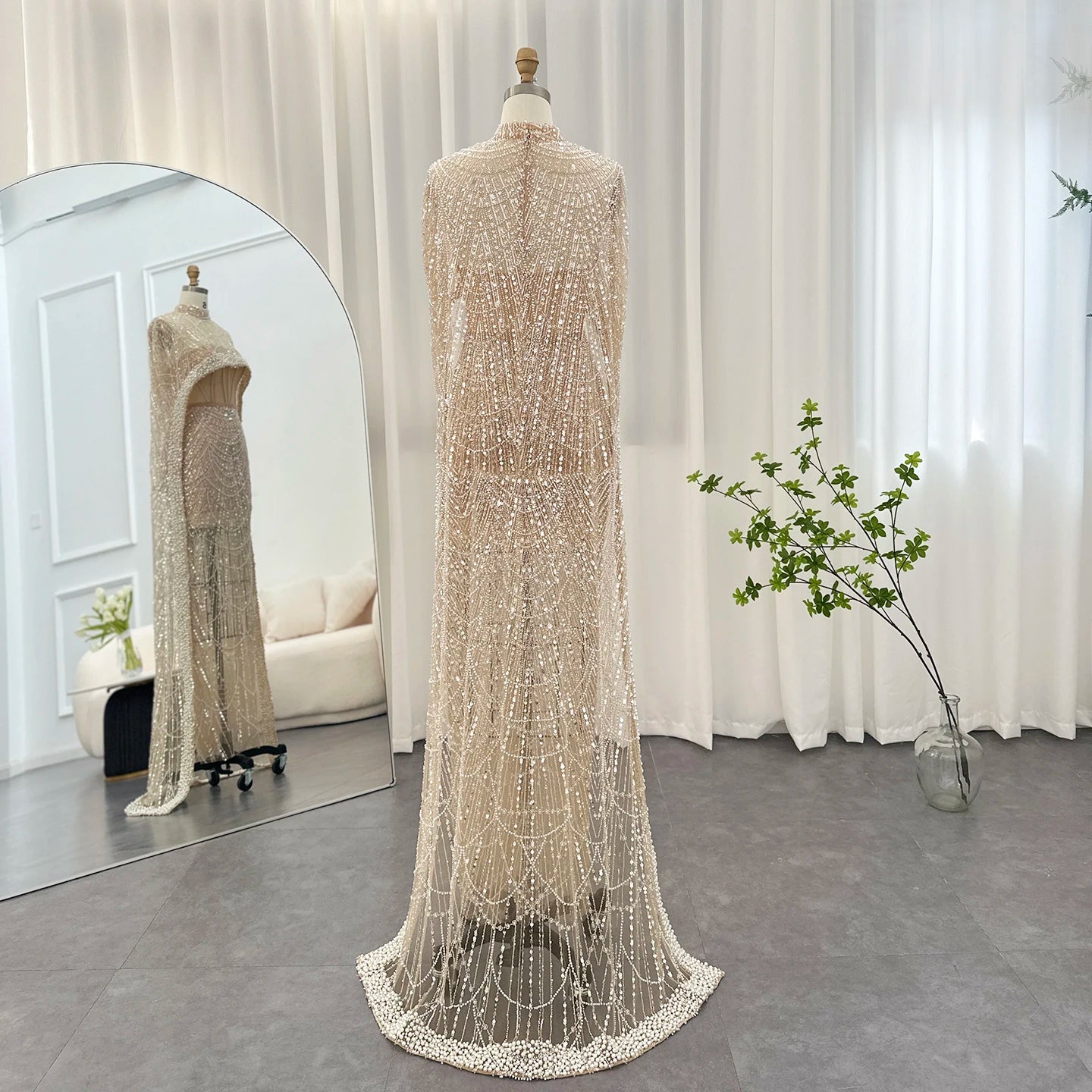 Sharon Said Luxury Pearls Dubai Champagne Evening Dresses