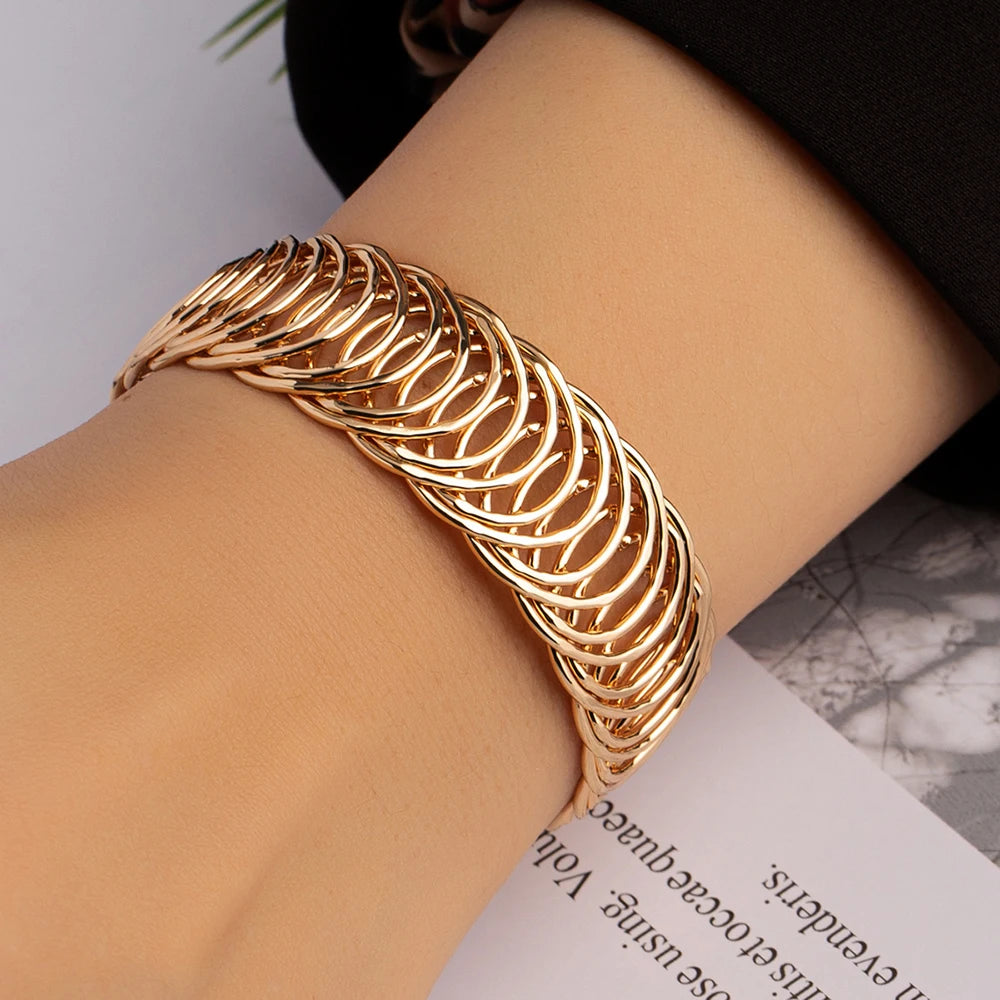 Punk Style Adjustable Open Metal Braided Bracelet