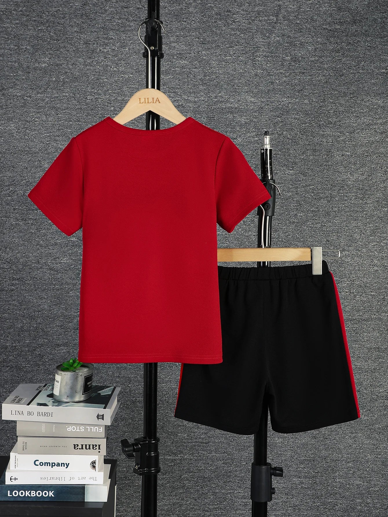 2pcs Boys Colorblock T-shirt & Shorts Set