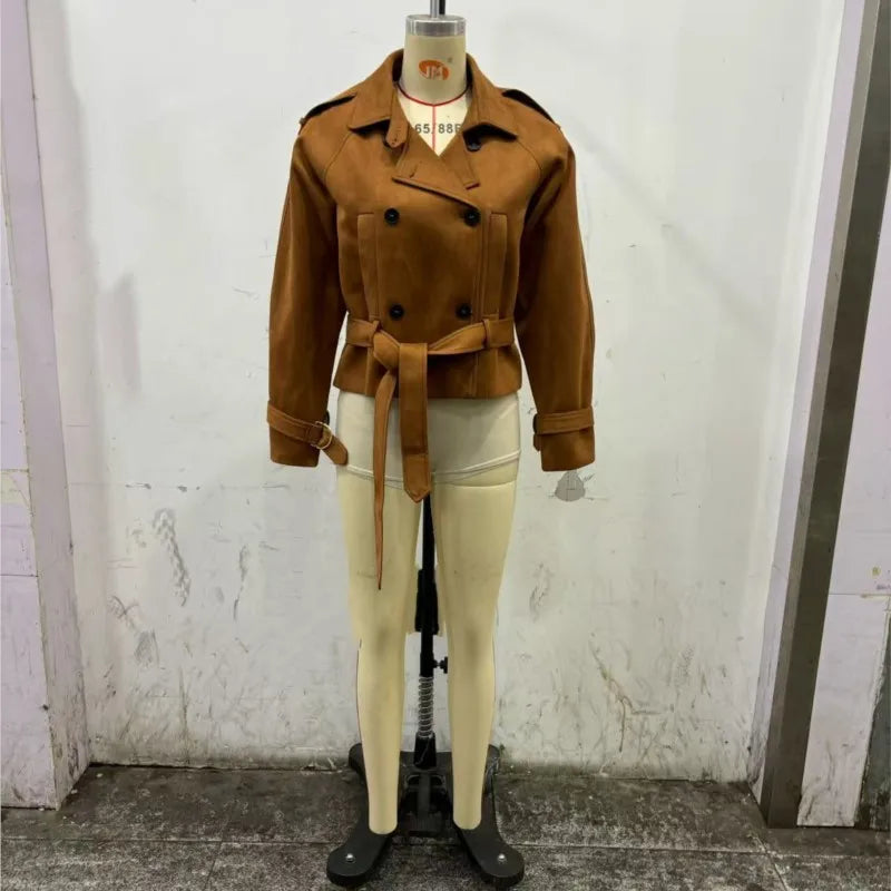 Autumn Winter Women Vintage Suede Jacket Coat