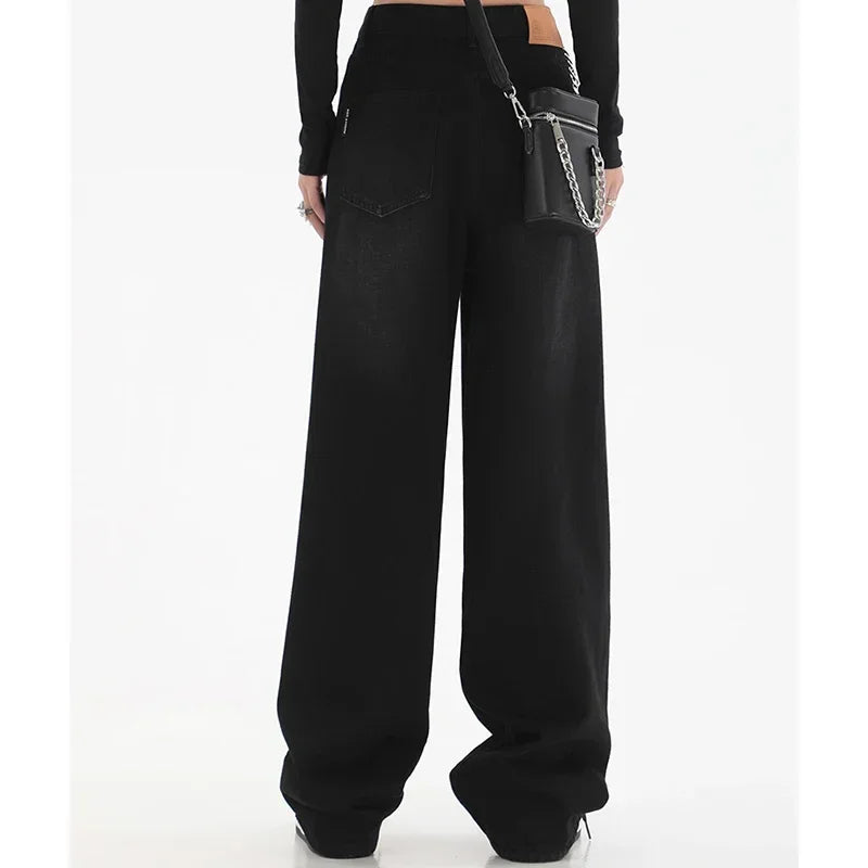 High Waist Slim Fit Wide Leg Jeans