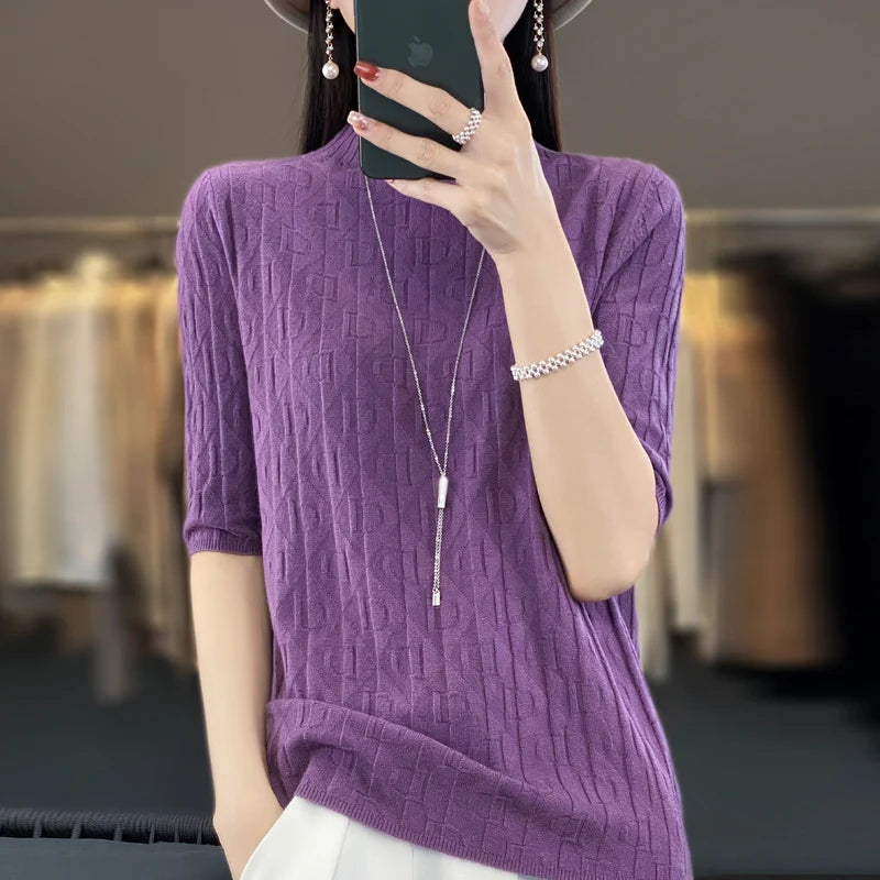 Women’s Diamond Letter Design Knit Sweater