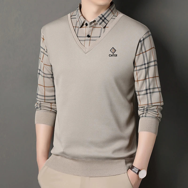 Men's Plaid Fleece Pullover Sweater