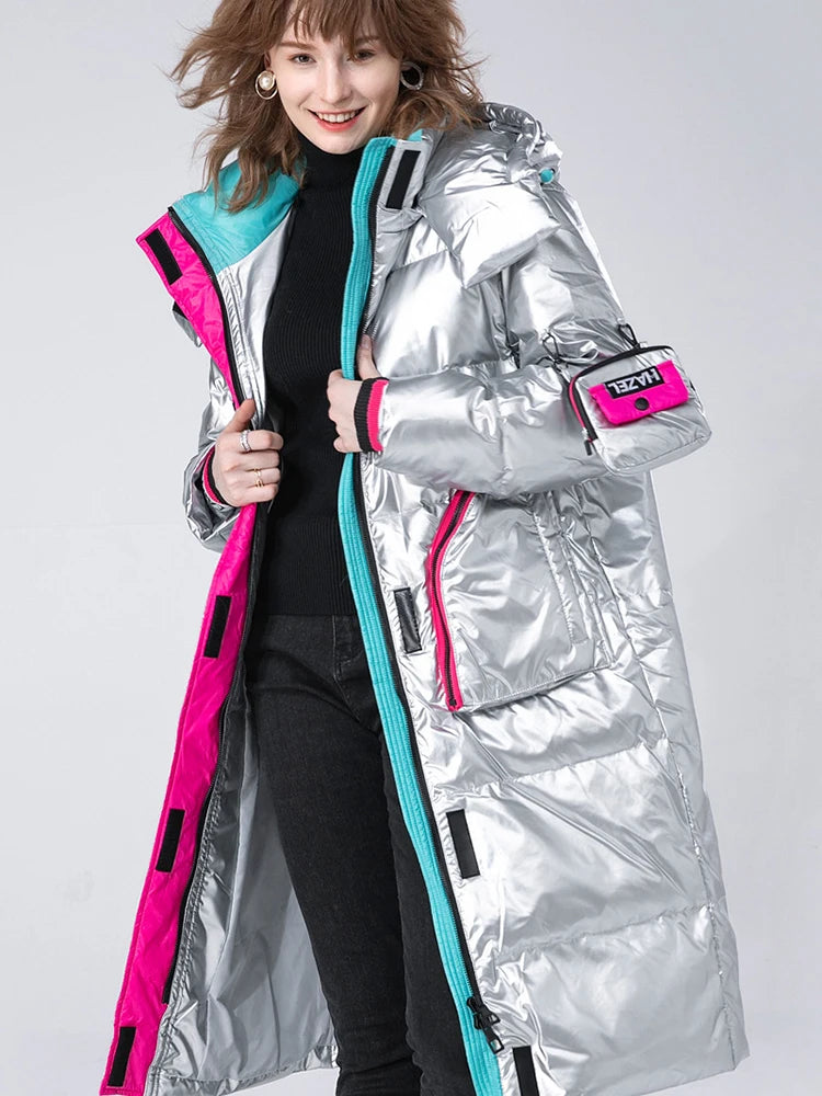 Winter Clothing Glossy Waterproof Coat Women
