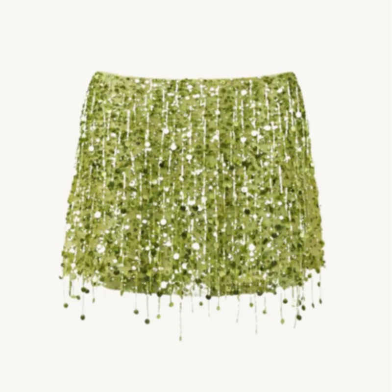 Sexy Beaded Sequin Skirt 2 Pieces Set
