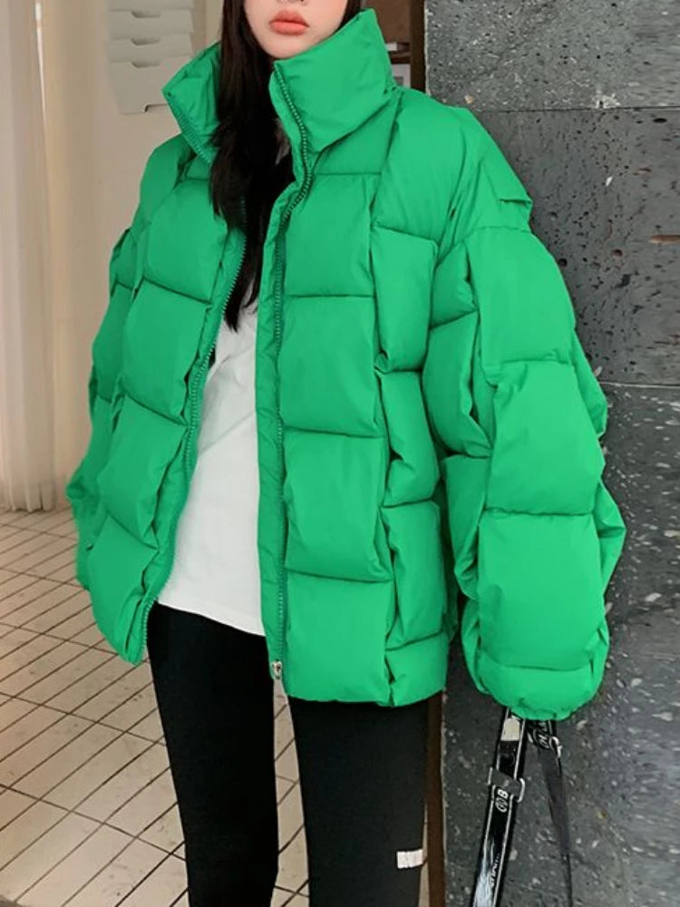 Winter Jacket for Women Three-dimensional Plaid Woven Fashion